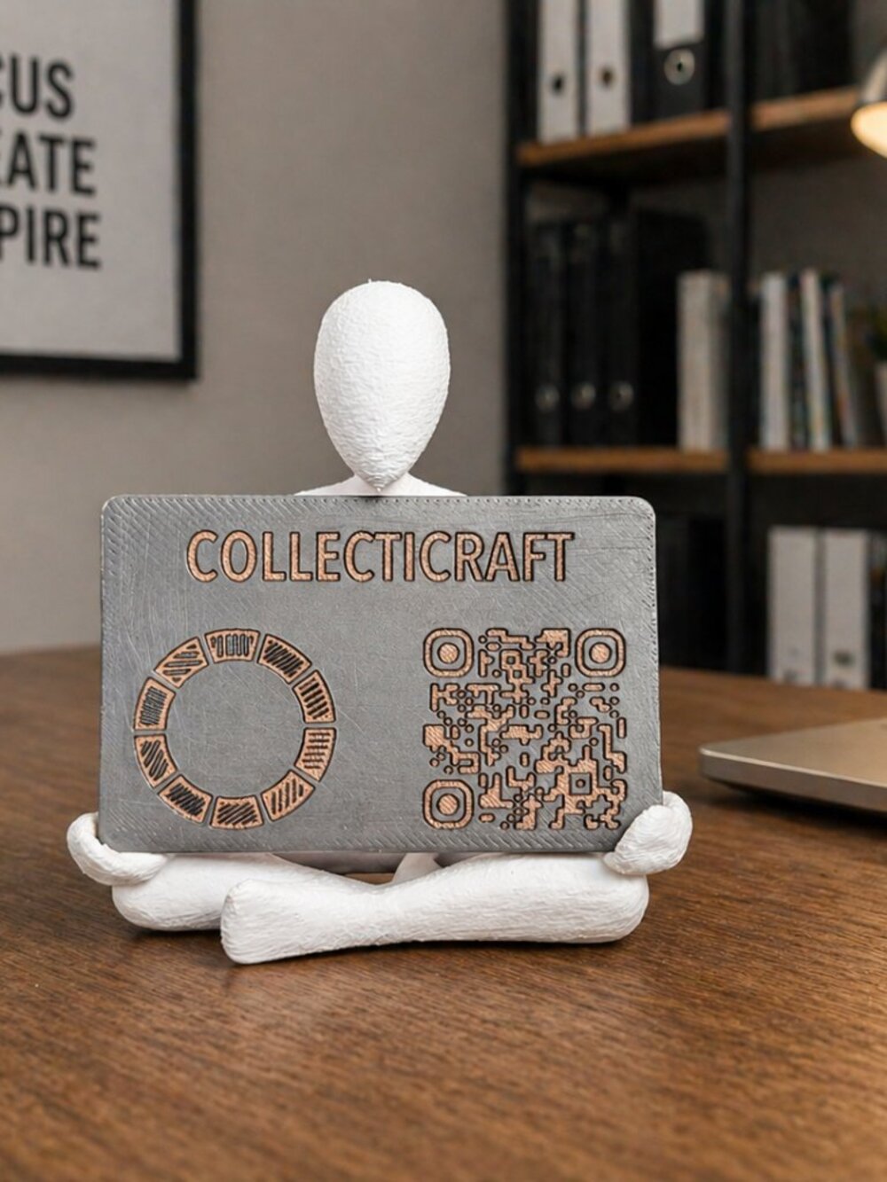 3D Printed  Statue Yoga Figurine Zen Decor Desk Decor Business Card Holder